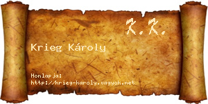 Krieg Károly névjegykártya